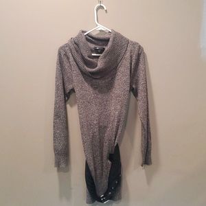 Gray/Brown Sweater Dress with Belt // L